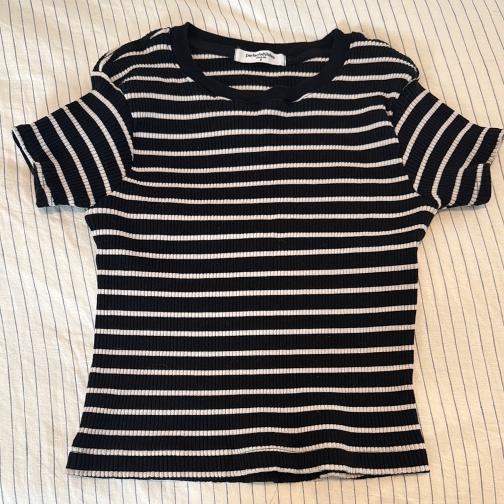 Perfectwhitetee Striped Black and White Women's Top